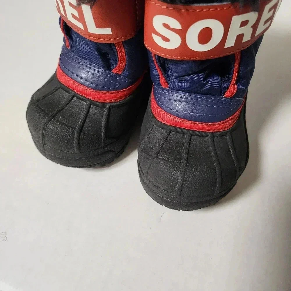 Sorel Snow Commander kids boot Size 4 Toddler Black Multicolor